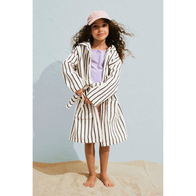 H&M Kids White Printed Cotton Terry Dressing Gown (8-10 Years) (8-10 Years)