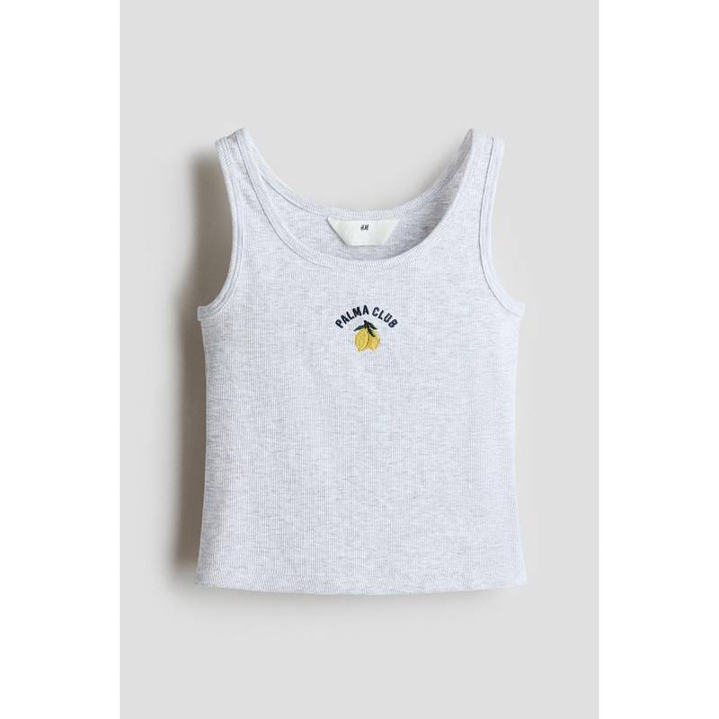 H&M Girls Grey Motif-Detail Vest Top (8-10 Years) (8-10 Years)