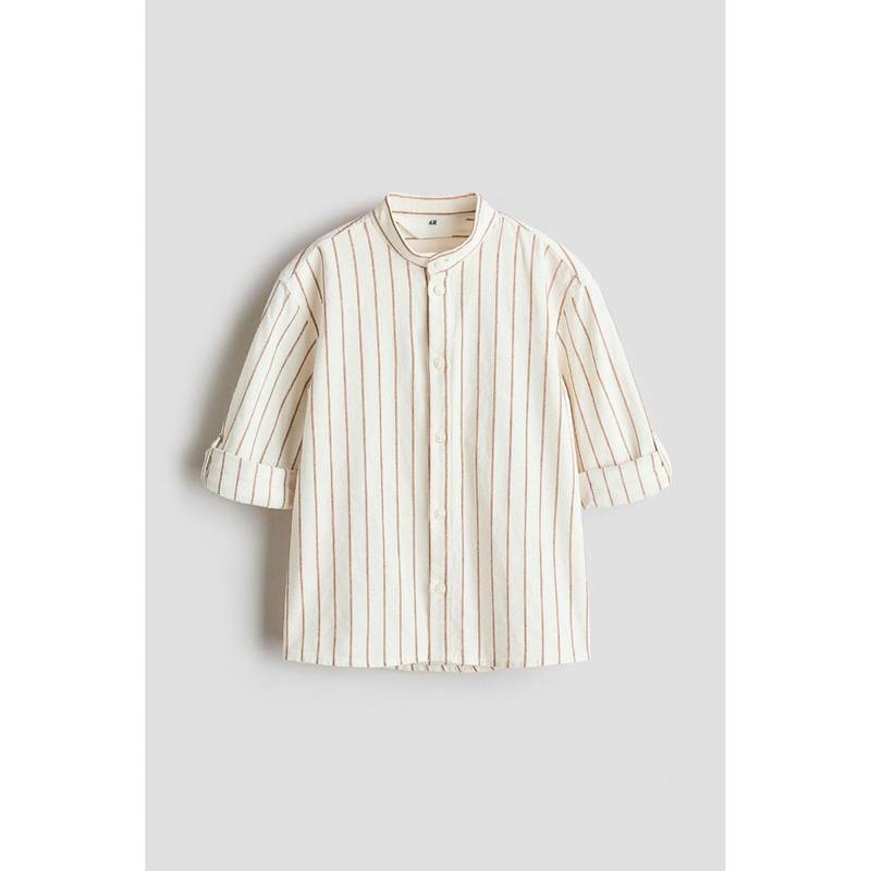 H&M Boys White Cotton Grandad Shirt (7-8 Years) (7-8 Years)