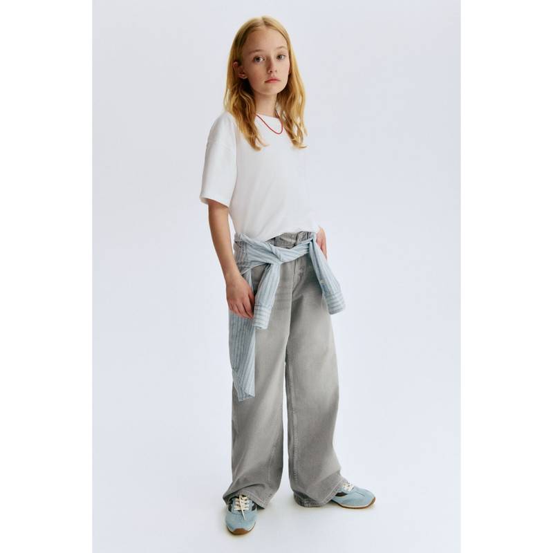 H&M Girls Grey Wide Leg Jeans (8-9 Years) (8-9 Years)