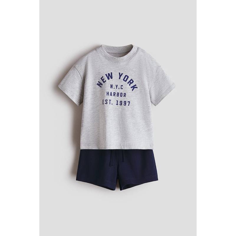 H&M Boys Grey 2-Piece Cotton Set (4-6 Months)