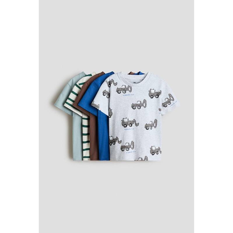 H&M Boys Blue 5-Pack Jersey T-Shirts (1.5-2 Years)