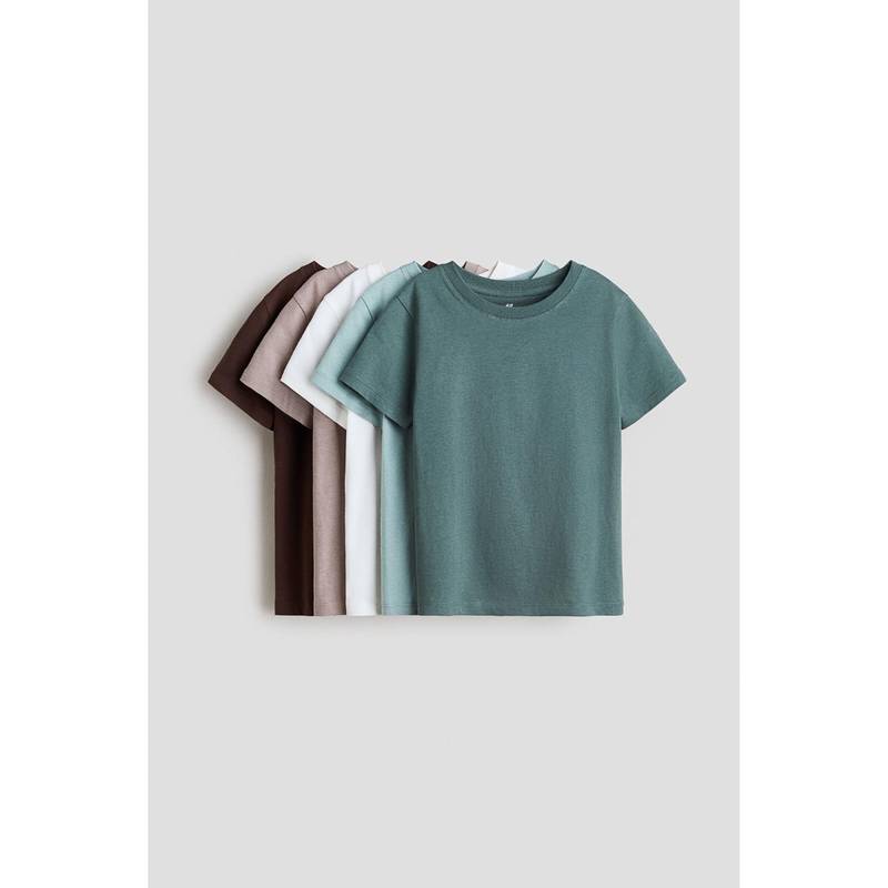 H&M Boys Beige 5-Pack Cotton T-Shirts (2-4 Years)