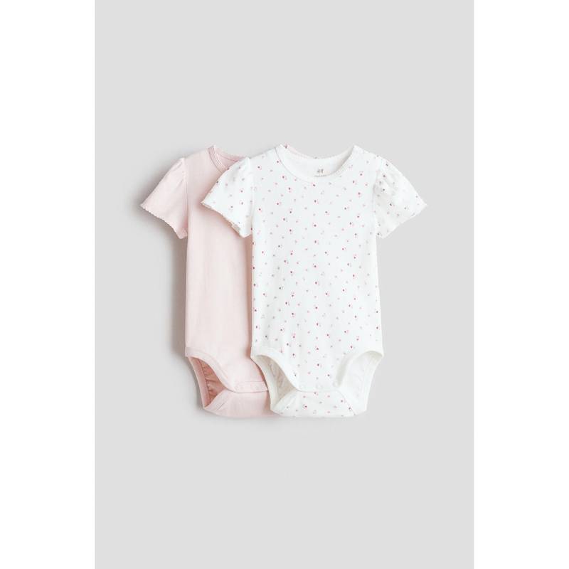 H&M Kids Multi-Color 2-Pack Short-Sleeved Bodysuits (0-1 Months)