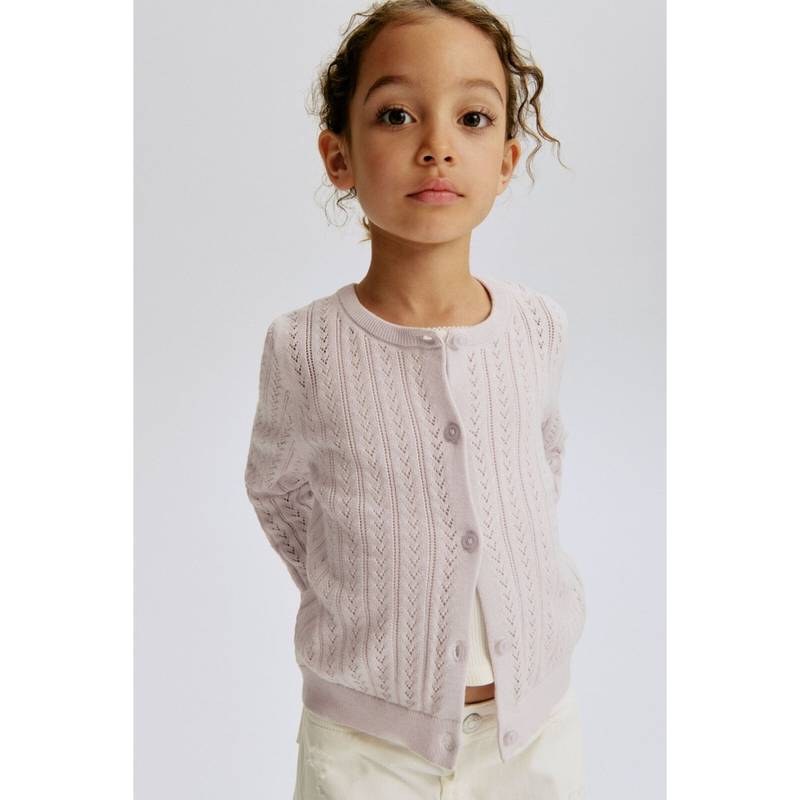 H&M Girls Purple Pointelle-Knit Cotton Cardigan (1.5-2 Years) (1.5-2 Years)