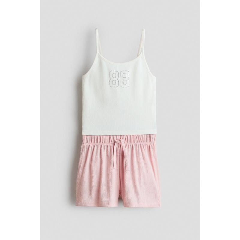 H&M Girls White 2-Piece Top And Shorts Set (10-11 Years)