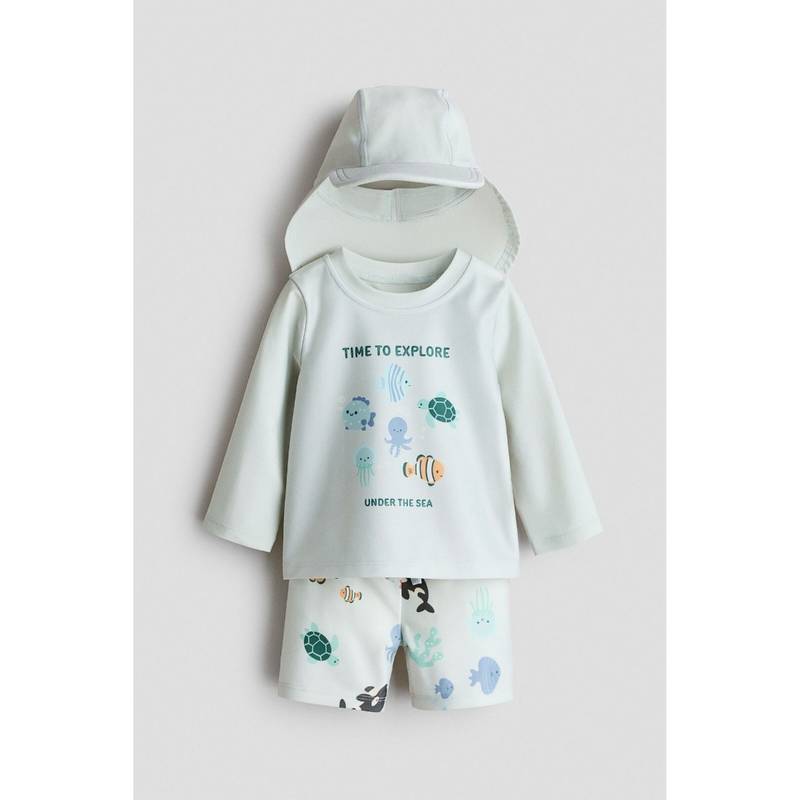 H&M Unisex Turquoise Upf 50 Sun Protection Set (2-4 Years)