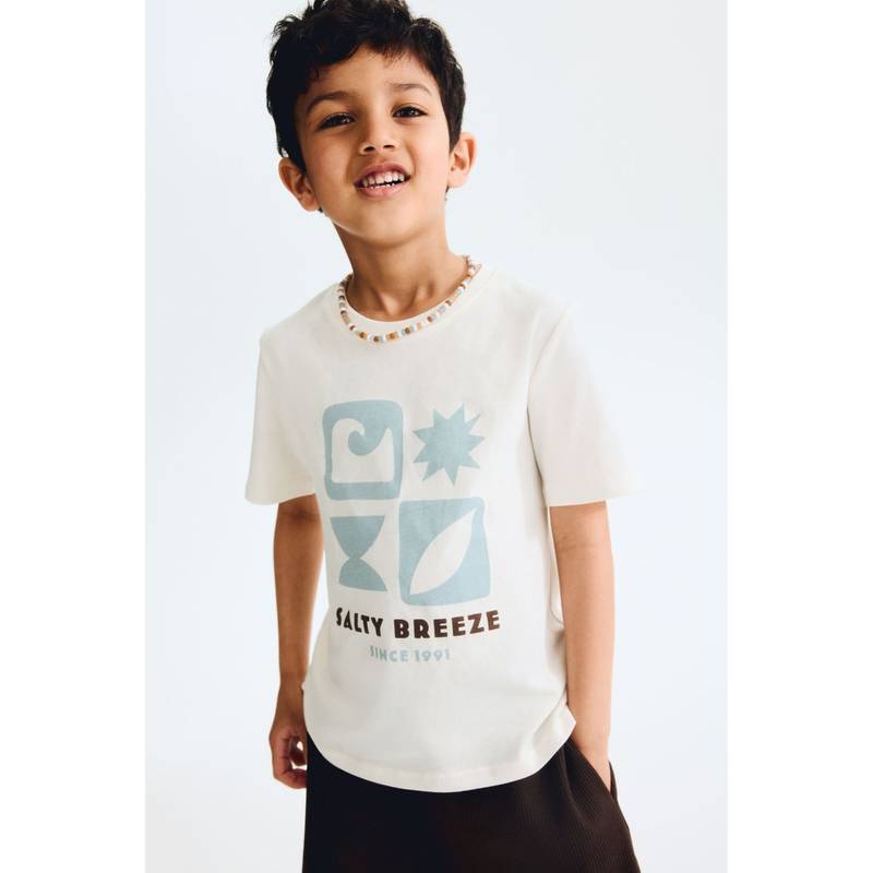 H&M Boys White Printed T-Shirt (1.5-2 Years) (1.5-2 Years)