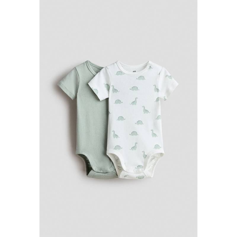 H&M Unisex White 2-Pack Cotton Bodysuits (0-1 Months)