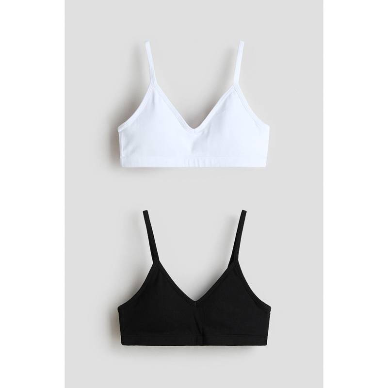 H&M Girls Black 2-Pack Padded Crop Tops (8-10 Years)