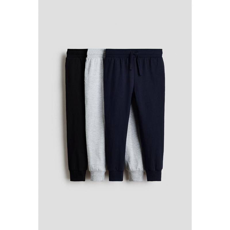 H&M Boys Black 3-Pack Cotton Joggers (1.5-2 Years)
