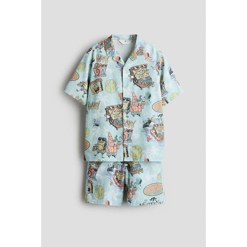 H&M Boys Turquoise 2-Piece Printed Cotton Set (9-10 Years)
