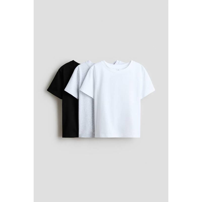 H&M Girls White 3-Pack Cotton T-Shirts (8-10 Years)