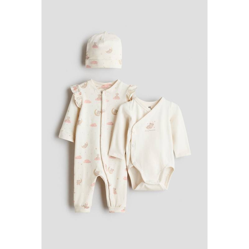 H&M Kids Beige 3-Piece Cotton Set (2-4 Months)