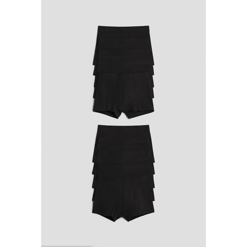 H&M Boys Black 10-Pack Cotton Trunks (8-10 Years)