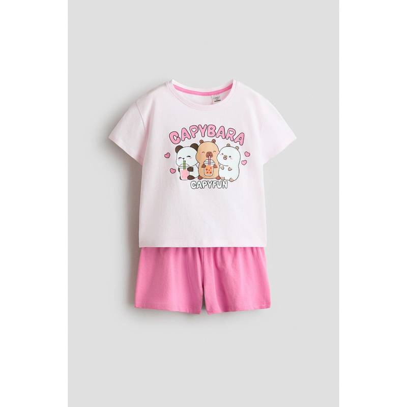 H&M Girls Pink Print-Motif Cotton Pyjamas (1.5-2 Years)