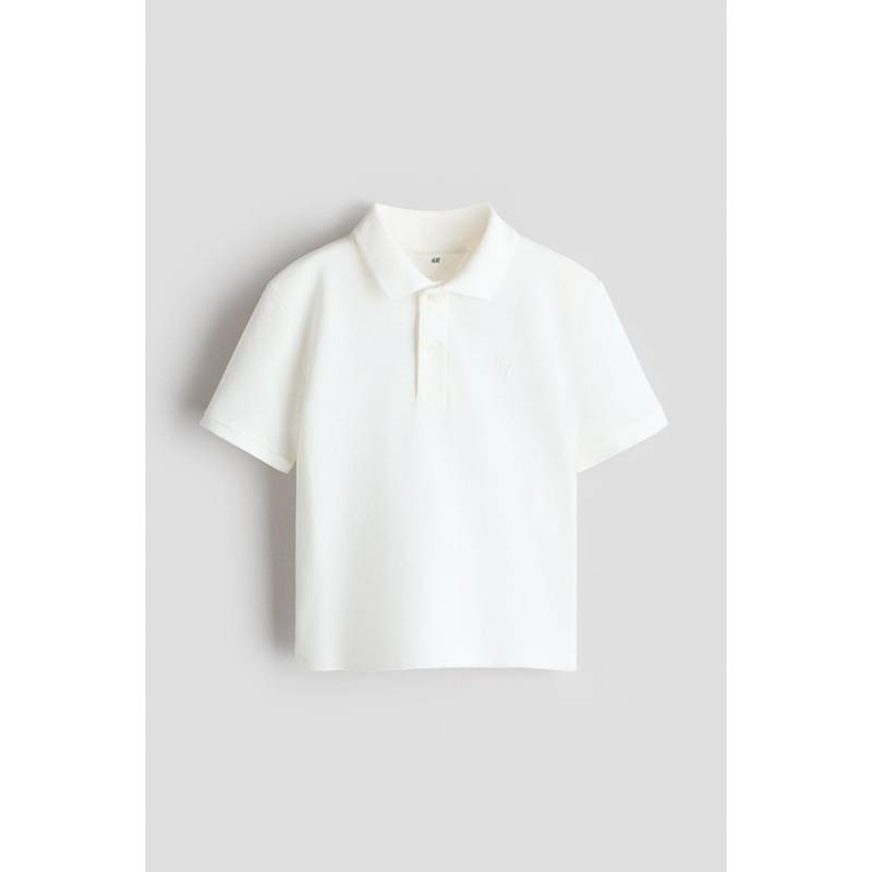 H&M Boys White Embroidered-Motif Pique Polo Shirt (2-4 Years) (2-4 Years)