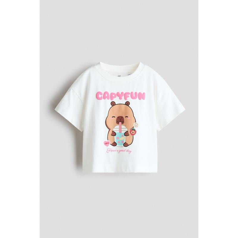 H&M Girls Multi-Color Print-Motif Cotton T-Shirt (1.5-2 Years)