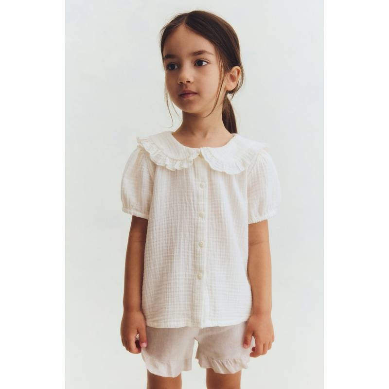 H&M Girls White Cotton Muslin Blouse (2-3 Years) (2-3 Years)