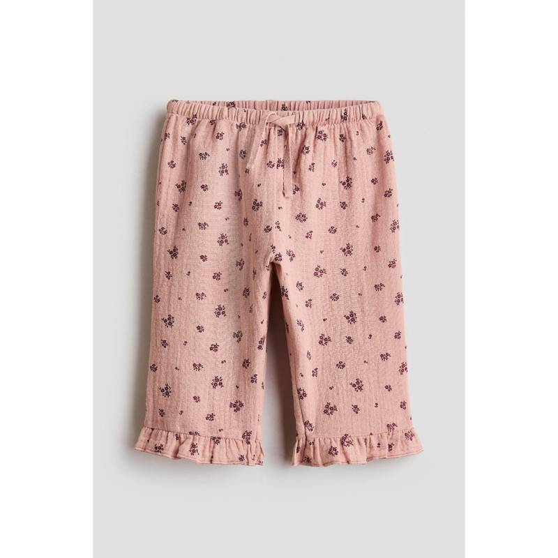 H&M Girls Pink Cotton Muslin Trousers (4-6 Months) (4-6 Months)