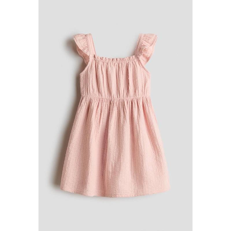 H&M Girls Pink Cotton Muslin Dress (1.5-2 Years) (1.5-2 Years)