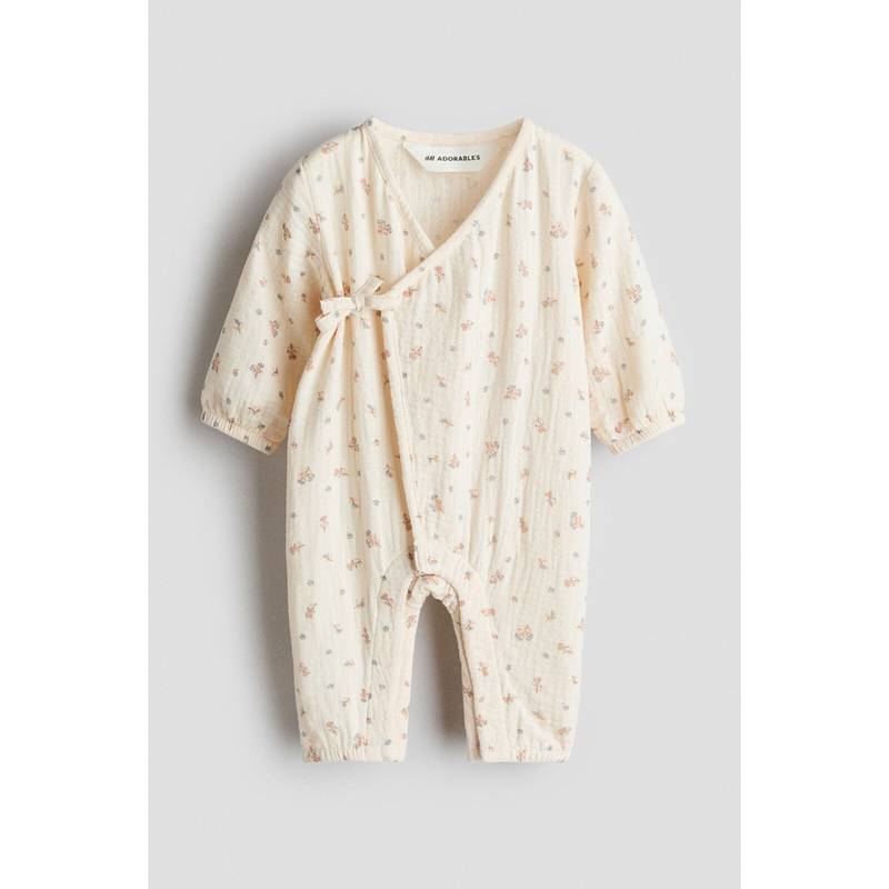 H&M Kids White Cotton Muslin Romper Suit (2-4 Months) (2-4 Months)