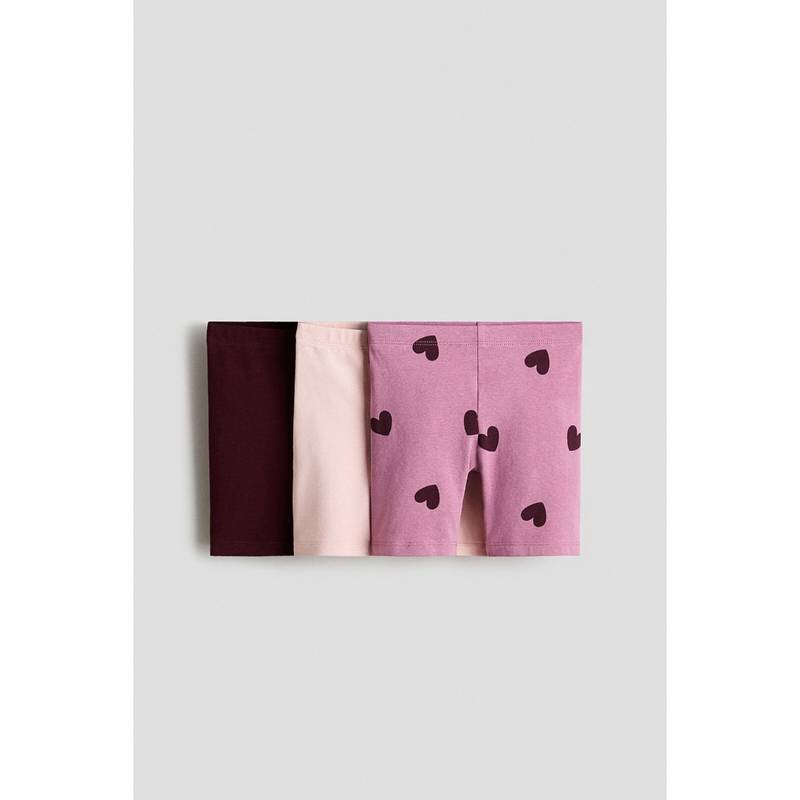 H&M Girls Multi-Color 3-Pack Cotton Cycling Shorts (3-4 Years)