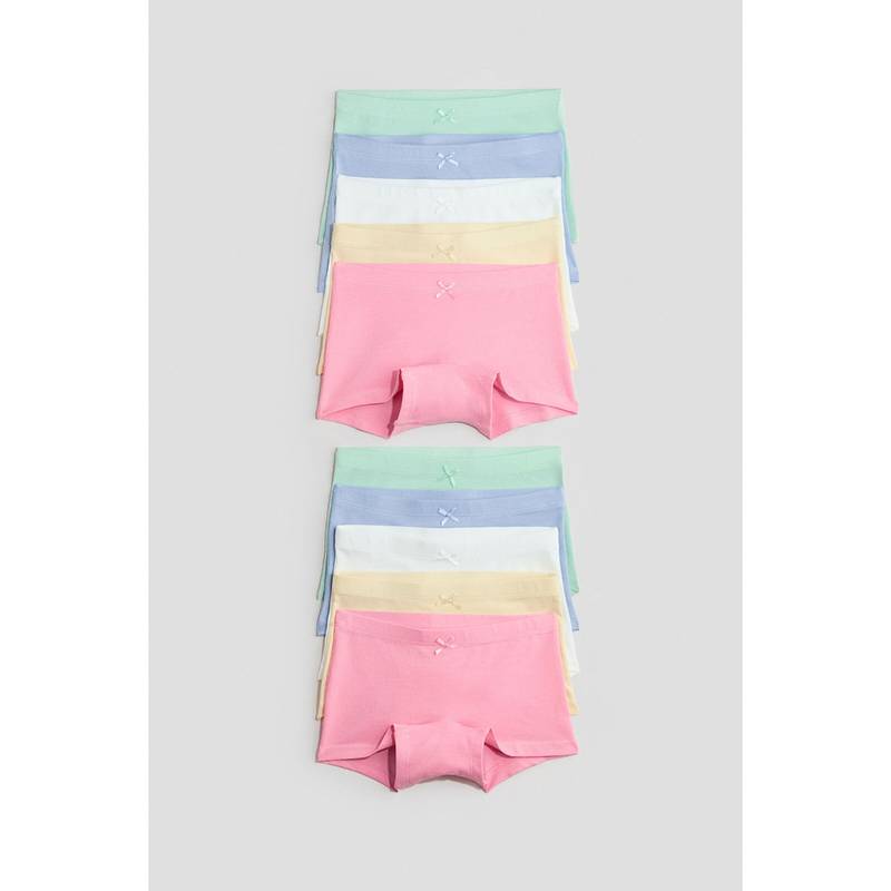 H&M Girls White 10-Pack Cotton Boxer Briefs (2-4 Years)