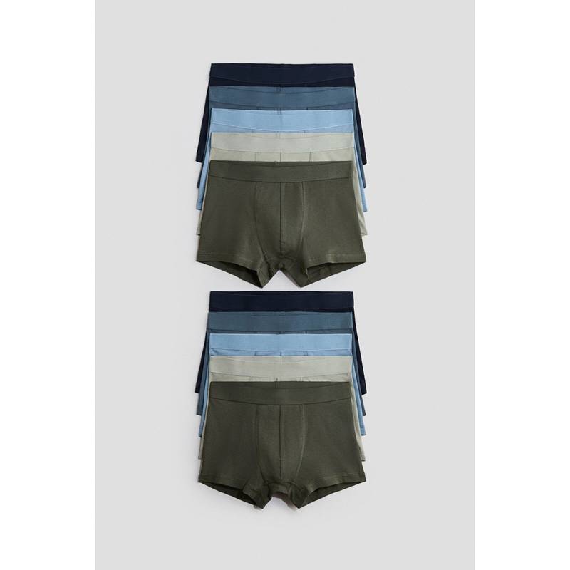 H&M Boys Green 10-Pack Cotton Trunks (8-10 Years)