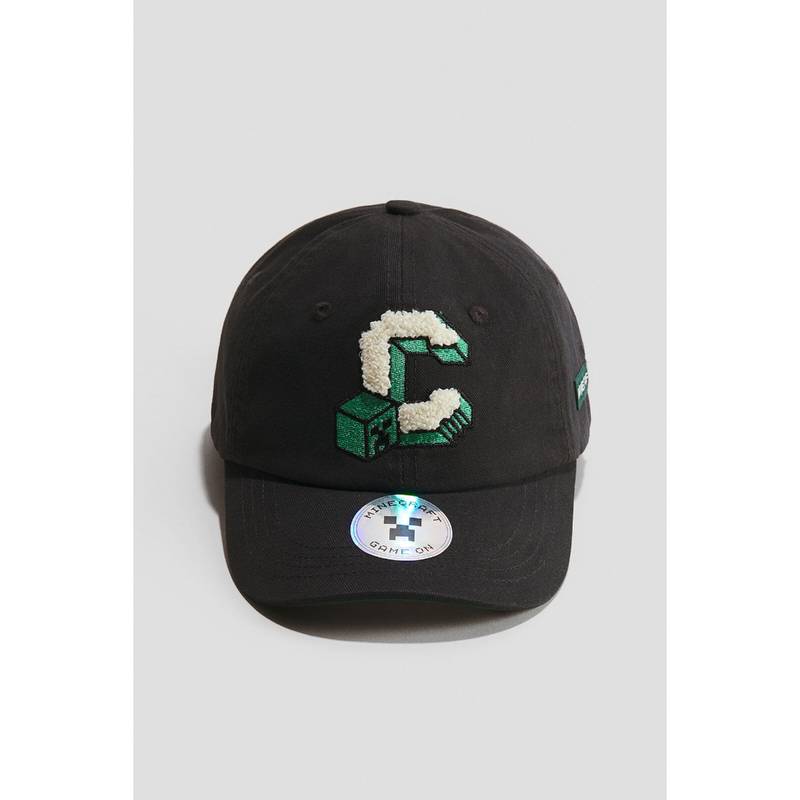 H&M Boys Black Motif-Detail Cotton Cap (4-6 Years) (4-6 Years)