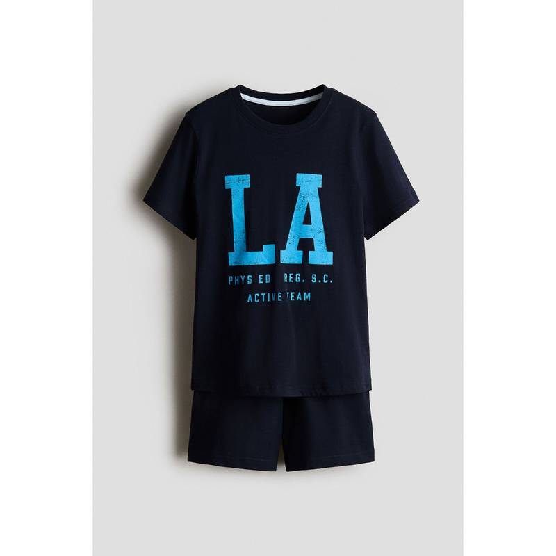 H&M Boys Blue Printed Cotton Pyjamas (8-10 Years)