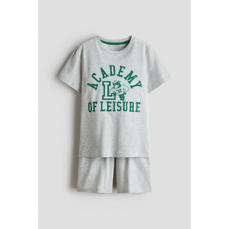 H&M Boys Grey Printed Cotton Pyjamas (8-10 Years)
