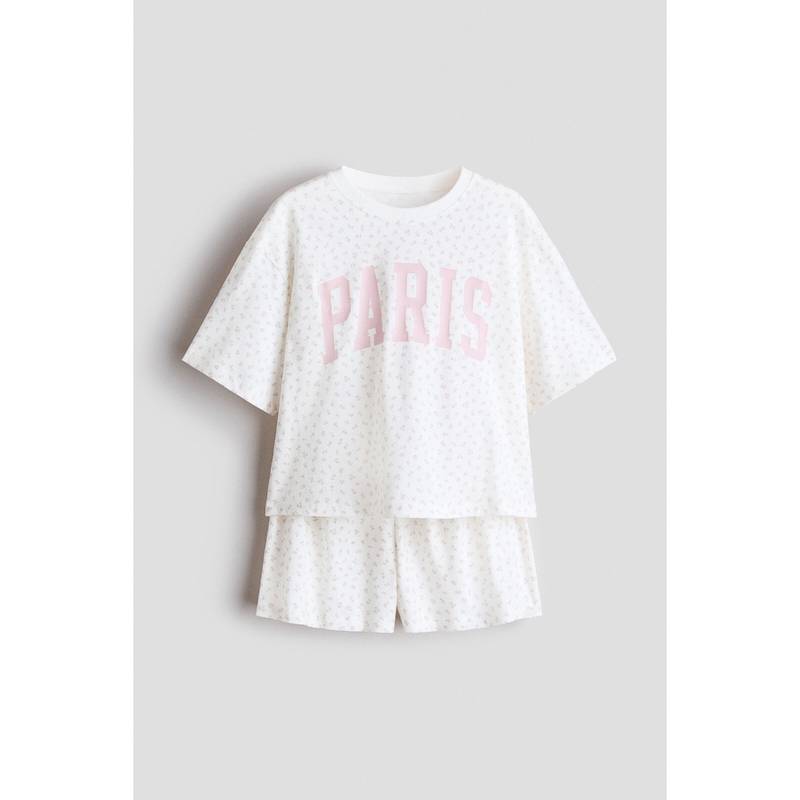 H&M Girls White Cotton Pyjamas (8-10 Years)
