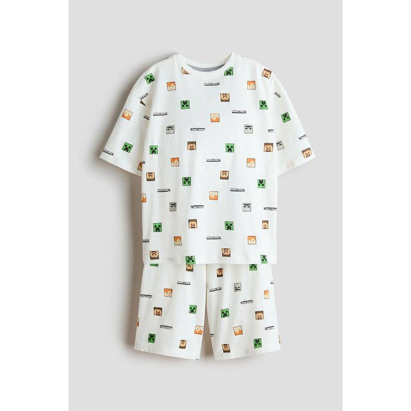 H&M Boys White Printed Cotton Pyjamas (4-6 Years)