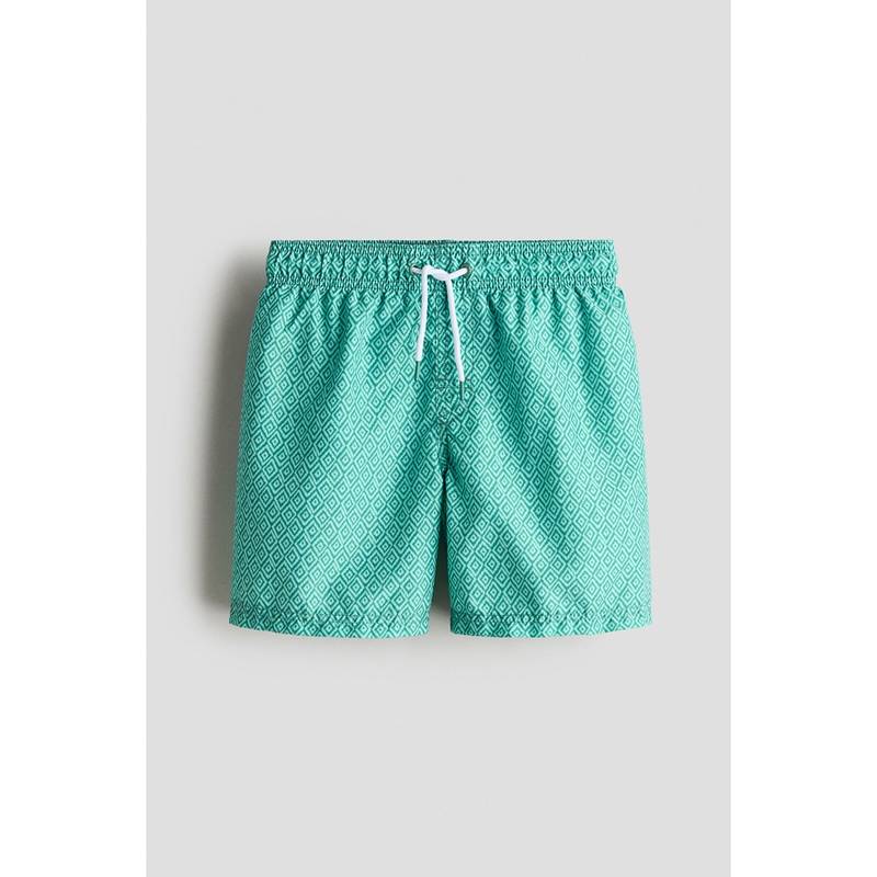 H&M Boys Green Patterned Swim Shorts (8-10 Years) (8-10 Years)