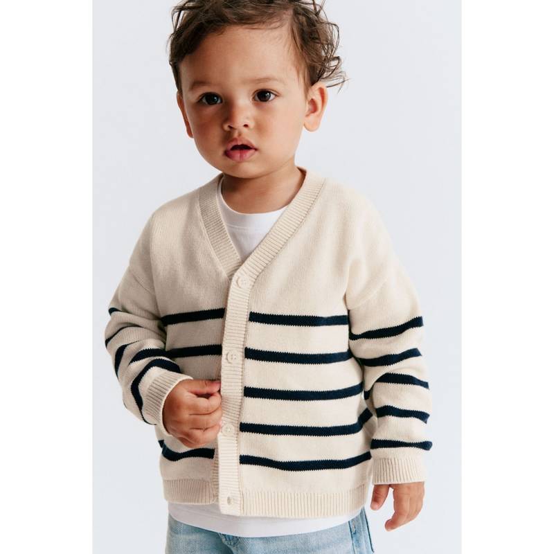 H&M Boys White Cotton-Knit Cardigan (4-6 Months) (4-6 Months)