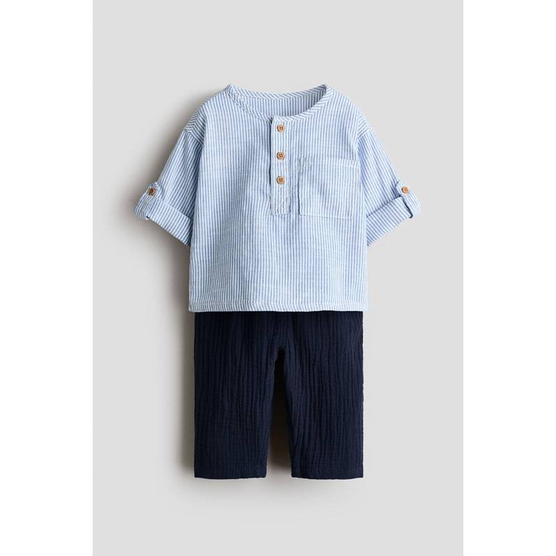H&M Boys Blue 2-Piece Cotton Set (4-6 Months)