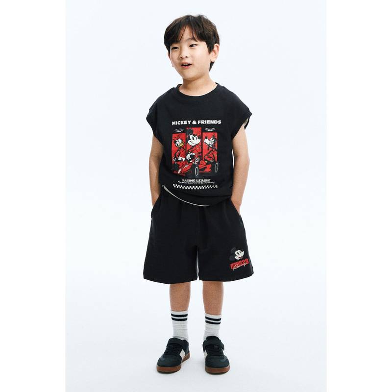 H&M Boys Black Printed Cotton Vest Top (4-6 Years) (4-6 Years)