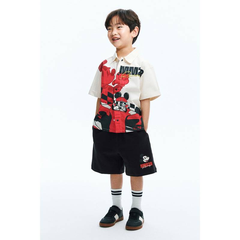 H&M Boys Black Print-Motif Sweatshorts (4-6 Years) (4-6 Years)