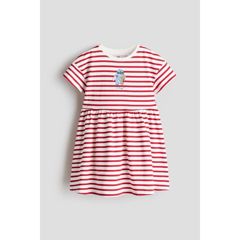 H&M Girls Beige Print-Motif Cotton Dress (6-8 Years) (6-8 Years)