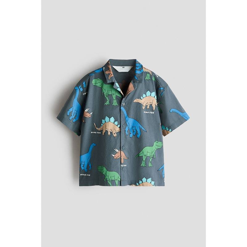 H&M Boys Grey Printed Cotton Resort Shirt (1.5-2 Years) (1.5-2 Years)