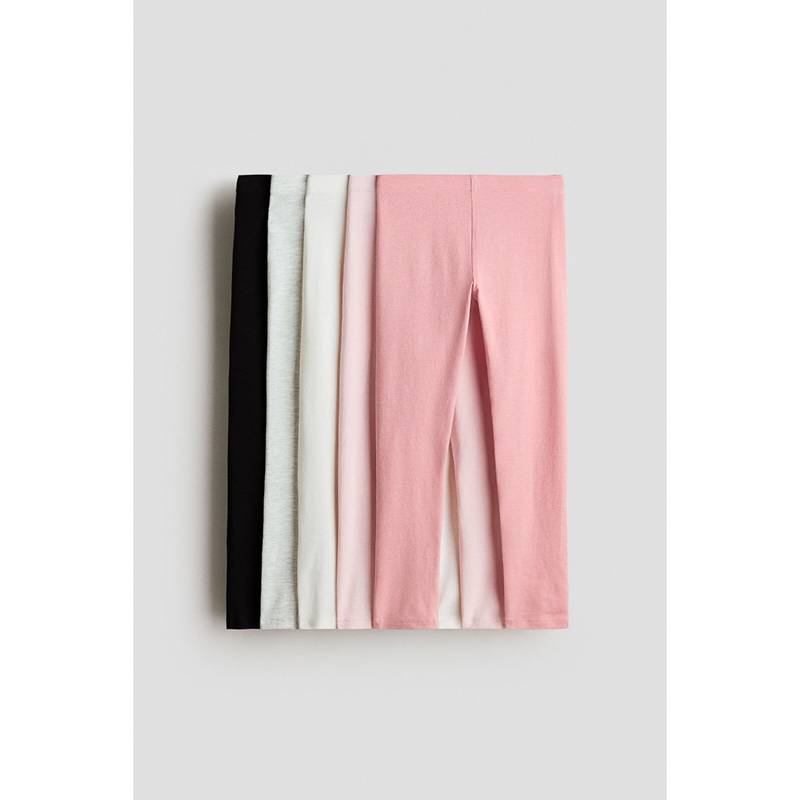 H&M Girls White 5-Pack Cotton Leggings (1.5-2 Years)