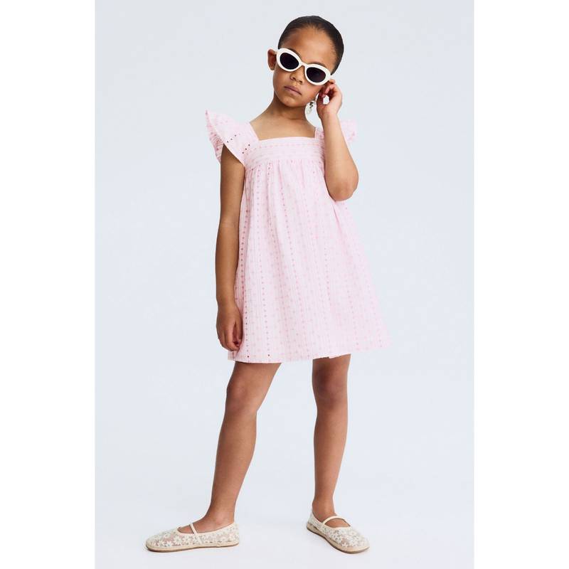 H&M Girls Multi-Color Embroidered Cotton Dress (1.5-2 Years) (1.5-2 Years)
