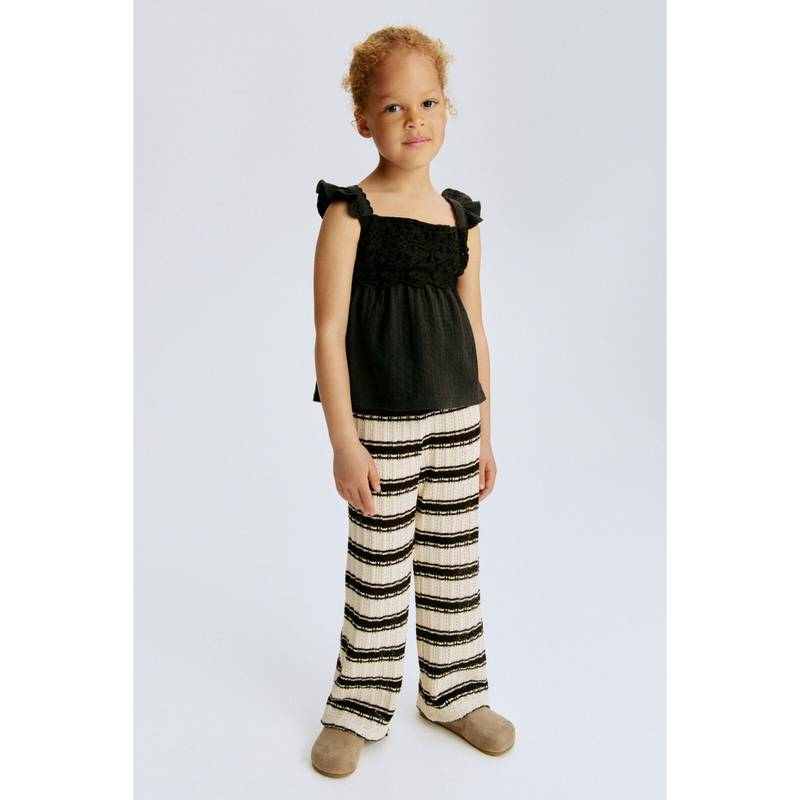 H&M Girls White Wide Textured-Knit Trousers (1.5-2 Years) (1.5-2 Years)