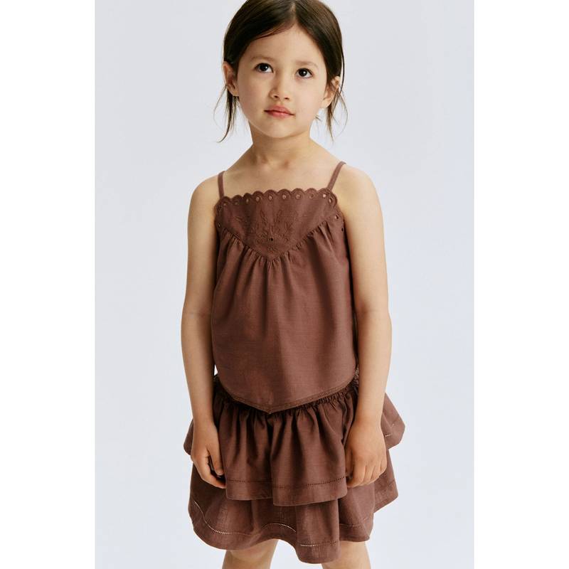 H&M Girls Brown 2-Piece Embroidered Cotton Set (2-3 Years)