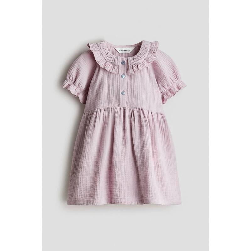H&M Girls Purple Cotton Muslin Dress (3-4 Years) (3-4 Years)