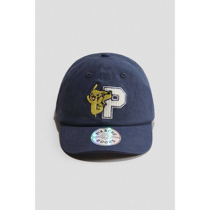 H&M Boys Blue Motif-Detail Cotton Cap (6-10 Years) (6-10 Years)