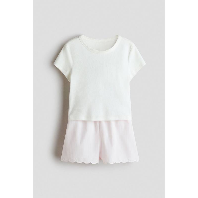 H&M Girls White T-Shirt With Shorts (12-14 Years)