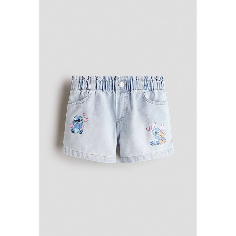 H&M Girls Blue Printed Denim Shorts (1.5-2 Years)