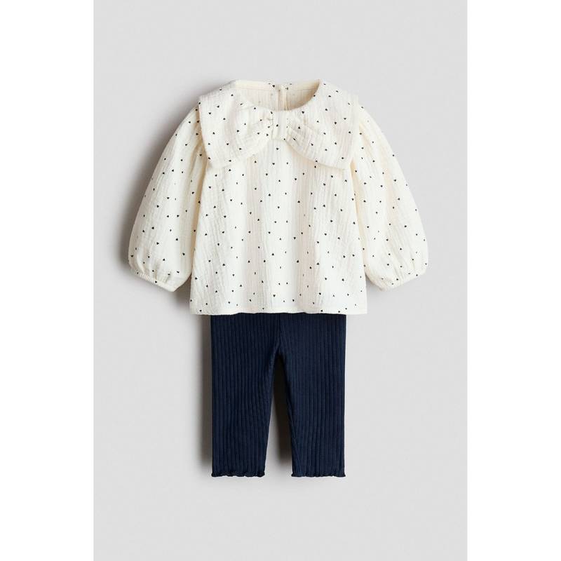 H&M Girls White 2-Piece Top And Leggings Set (4-6 Months)